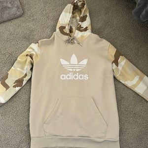tan/desert camo adidas pull over hoodie